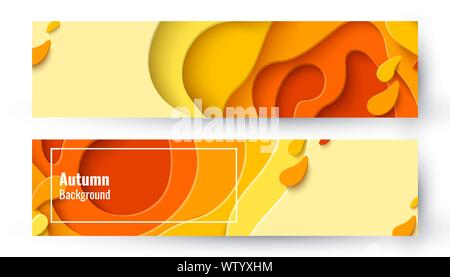 Satz von zwei Herbst Sale gelb layout Banner Stock Vektor