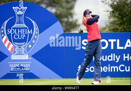 Das Team USA Jessica Korda-stücke weg die 5. Während der Vorschau Tag vier der Solheim Cup 2019 in Gleneagles Golf Club, Auchterarder. Stockfoto