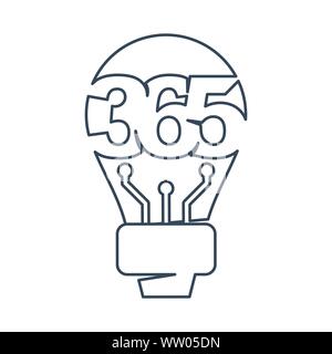Glühlampe Idee 365 Infinity logo Icon Design Illustration skizzieren Stock Vektor