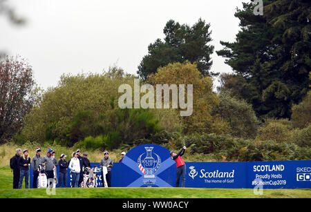 Das Team USA Jessica Korda, T-Stücke aus der 6. Während der Vorschau Tag vier der Solheim Cup 2019 in Gleneagles Golf Club, Auchterarder. Stockfoto