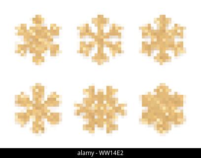 Shining Gold Schneeflocken auf weißem Hintergrund. Weihnachten und neues Jahr Hintergrund. Vector Illustration Stock Vektor