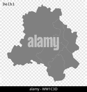 Hohe Qualität Karte Delhi Stadt. Vector Illustration Stock Vektor