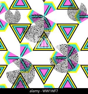 Vintage geometrische Muster im Retro 80er Jahre Stil. Textil mode Retro Design im Stil der 80er Jahre. Stock Vektor