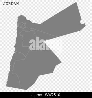 Hohe Qualität Karte von Jordanien mit Grenzen der Regionen Stock Vektor