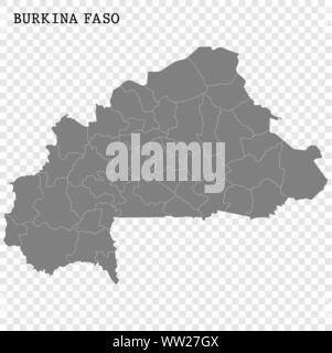 Hohe Qualität Karte von Burkina Faso mit Grenzen der Regionen Stock Vektor