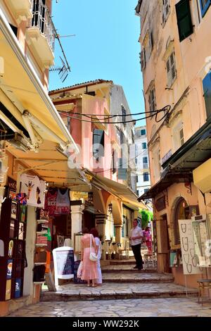 Street Scene, Korfu Stadt, Kerkyra, Korfu, Kerkira, Griechenland, Ionische Inseln Stockfoto