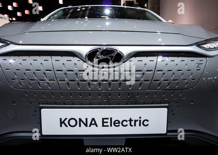 Frankfurt/Main, Deutschland. 10. September, 2019. Iaa 2019 IAA Internationale Automobil Ausstellung: Hyundai Kona elektrische SUV. Credit: Christian Lademann Stockfoto