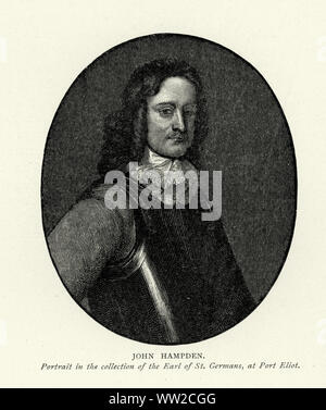 Portrait von John Hampden (Ca. 1594 - 24. Juni 1643) der Hampden House in der Pfarrei von großer Hampden in Buckinghamshire, England, war einer der führenden Parlamentarier, die in der Herausforderung der Autorität des Königs Karl I. Stockfoto