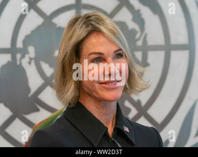 New York, Y-September 12, 2019: US-Botschafter Kelly Handwerk stellt Anmeldeinformationen als Ständiger Vertreter beim Generalsekretär der Vereinten Nationen, Antonio Guterres am UN-Hauptquartier Stockfoto