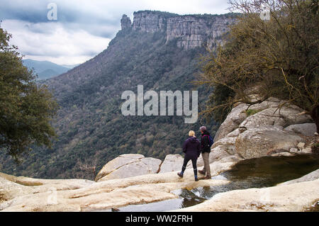 Die Oberseite des Salzes de Sallent Wasserfall in Rupit, Katalonien, Spanien Stockfoto