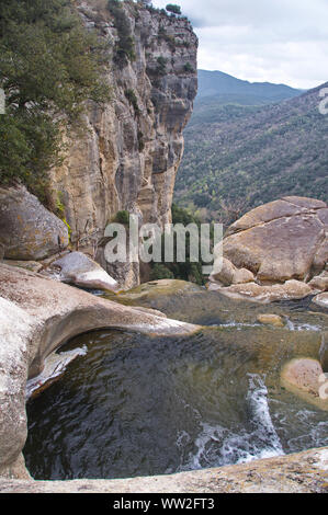 Die Oberseite des Salzes de Sallent Wasserfall in Rupit, Katalonien, Spanien Stockfoto