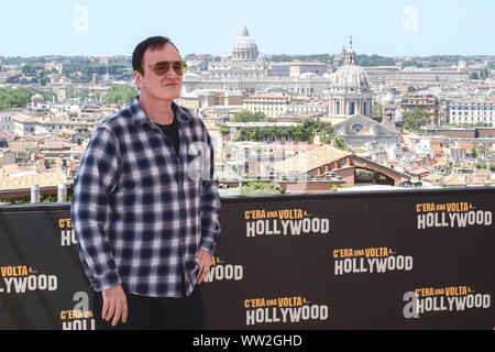 Italien, Rom, 3. August 2019: Quentin Tarantino besucht das fotoshooting der Film "Once upon a time in Hollywood" Foto © Fabio Mazzarella/Sintesi/ Stockfoto