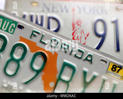 Jahrgang United States Euro-kennzeichen Stockfoto