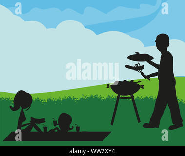 Abbildung einer Familie Picknick Stockfoto