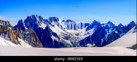 Glacier du Talefre ab La Vallee Blanche gesehen Stockfoto