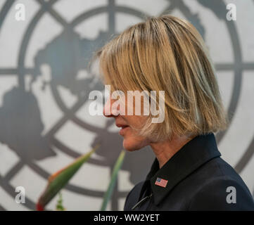 New York, Vereinigte Staaten. 12 Sep, 2019. US-Botschafter Kelly Handwerk stellt Anmeldeinformationen als Ständiger Vertreter beim Generalsekretär der Vereinten Nationen, Antonio Guterres am UN-Hauptquartier (Foto von Lew Radin/Pacific Press) Quelle: Pacific Press Agency/Alamy leben Nachrichten Stockfoto