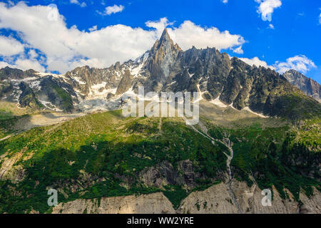 Aiguilles du Dru Blick vom Gletscher 'Mer de Glace' Stockfoto