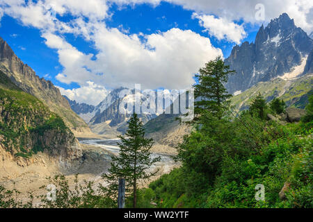 Iew der 'Mer de Glace" Gletscher Stockfoto