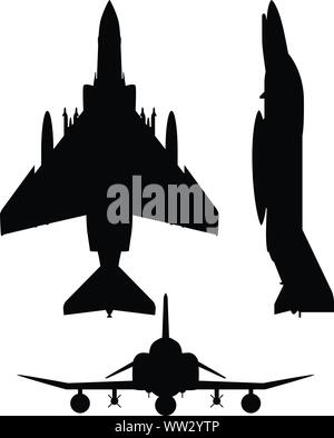 F-4 Phantom II militärischen Fighter Jet Silhouette Vector Illustration Stock Vektor