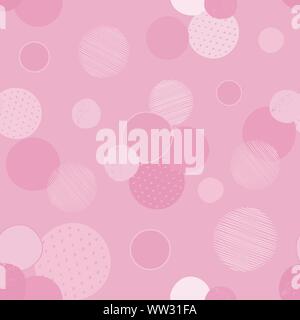 Punkten und Kreisen in Geometrische rosa Hintergrund nahtlose Oberfläche Vector Pattern Stock Vektor