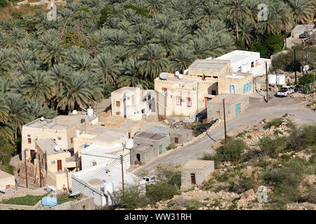 Bergdorf im Wadi Tiwi, Oman Stockfoto