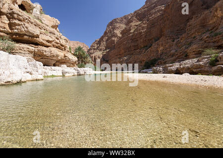 Kleiner Teich im Wadi Shab, Oman, Naher Osten Stockfoto