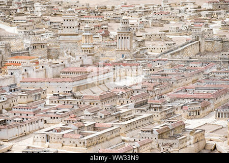 Israel, Jerusalem, Jerusalem, Israel Museum. Holyland Modell von Jerusalem, scale Modell von Jerusalem in der Zeit des Zweiten Tempels. Stockfoto