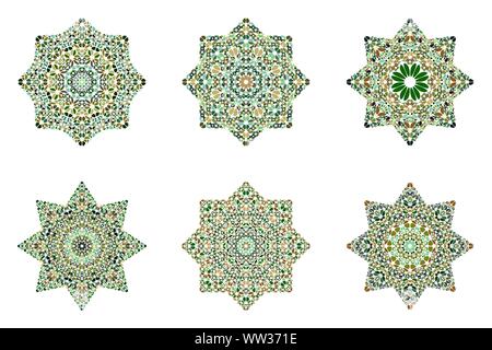 Geometrische isolierte abstrakte Blütenblatt ornament Stern Kollektion - Dekorative vector Designs elementss von gekrümmten Steine Stock Vektor