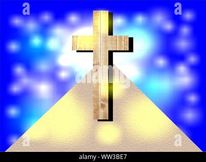 Jesus Christus lebt und ist der Retter von, wie jeder, der an ihn glaubt, Gottes eingeborenen Sohn, der am Kreuz gekreuzigt Stockfoto