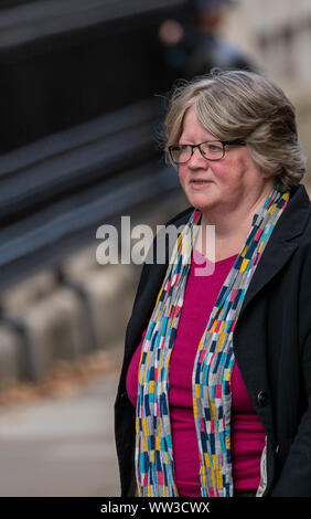 London, Großbritannien. 12.09.2019, Theresia Coffey, Arbeit und Altersversorgung Sekretärin kommt an einem Treffen in Downing Street 10, London, UK. Kredit Ian Davidson/Alamy leben Nachrichten Stockfoto