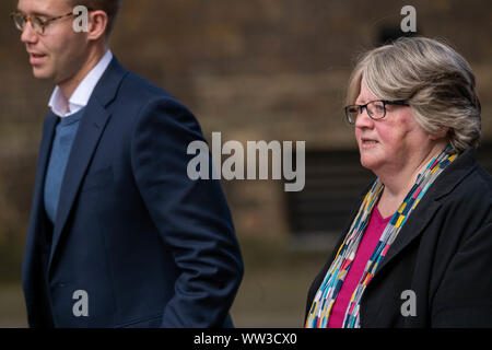 London, Großbritannien. 12.09.2019, Theresia Coffey, Arbeit und Altersversorgung Sekretärin kommt an einem Treffen in Downing Street 10, London, UK. Kredit Ian Davidson/Alamy leben Nachrichten Stockfoto