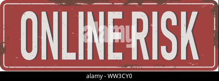 Antiquitäten online Risiko vintage rostiges Metall Zeichen, Vector Illustration Stock Vektor