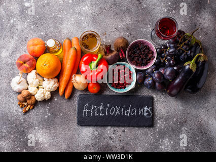 Antioxidantien in Produkte. Sauber, Essen Stockfoto