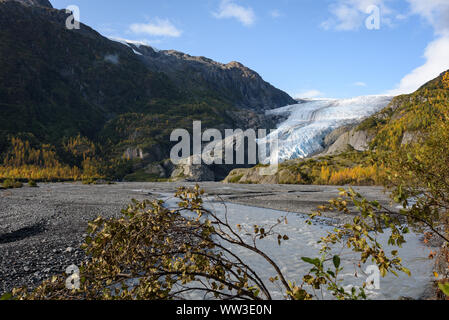 Blick auf Exit Glacier, Harding Eisfeld, Kenai Fjords National Park Seward, Alaska, United States Stockfoto