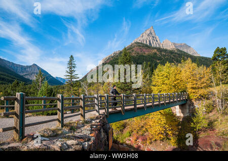 Brücke, Red Rock Canyon, Waterton Lakes National Park, Alberta Stockfoto