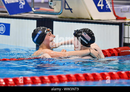 LONDON, VEREINIGTES KÖNIGREICH. 12 Sep, 2019. Während des Tages vier von 2019 Welt Para Schwimmen Allianz Meisterschaften bei London Aquatics Center am Donnerstag, den 12. September 2019. LONDON ENGLAND. Credit: Taka G Wu/Alamy leben Nachrichten Stockfoto
