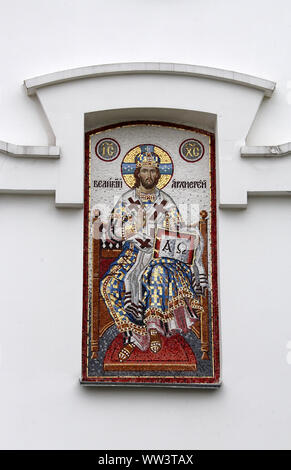 Mosaik auf der Kirche des Hl. Cyrill von Turov in Minsk. Stockfoto