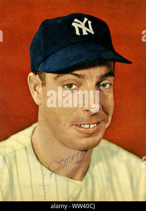 Handsignierte Foto von Joe DiMaggio der legendäre superstar Baseball Spieler mit den New York Yankees, die Marilyn Monroe verheiratet war. Stockfoto