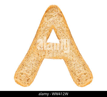 Isolieren Brot schreiben, Alphabet auf weißem Hintergrund Stockfoto