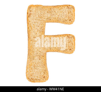 Isolieren Brot schreiben, Alphabet auf weißem Hintergrund Stockfoto