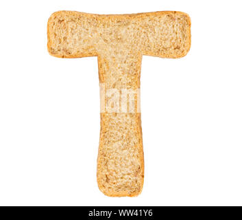 Isolieren Brot schreiben, Alphabet auf weißem Hintergrund Stockfoto