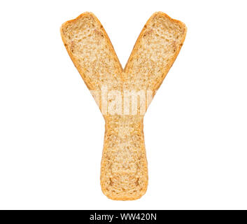 Isolieren Brot schreiben, Alphabet auf weißem Hintergrund Stockfoto