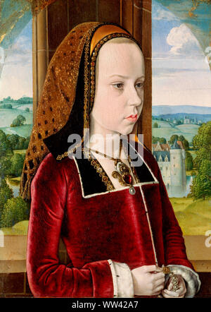 Portrait von Margarete von Österreich, Herzogin von Savoyen - Malerei von vermeintlichen Zukünftigen Königin von Frankreich, Margarete von Österreich - Jean Fouquet, ca. 1490 Stockfoto