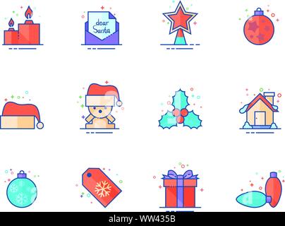 Weihnachten Symbol Serie in flachen Farbe Stil. Vector Illustration. Stock Vektor