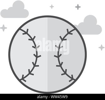 Baseball Symbol in flachen Umrissen Graustufen Stil. Vector Illustration. Stock Vektor
