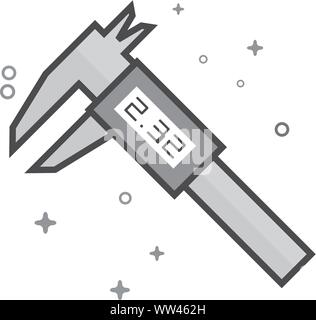 Digitalen Messschieber Symbol in flachen Umrissen Graustufen Stil. Vector Illustration. Stock Vektor