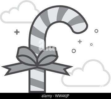 Candy Cane Symbol in flachen Umrissen Graustufen Stil. Vector Illustration. Stock Vektor