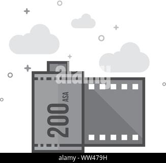 Von fotografischen Filmen Symbol in flachen Umrissen Graustufen Stil. Vector Illustration. Stock Vektor