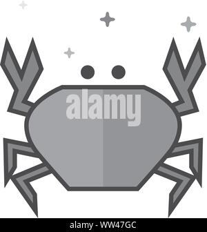 Krabbe Symbol in flachen Umrissen Graustufen Stil. Vector Illustration. Stock Vektor