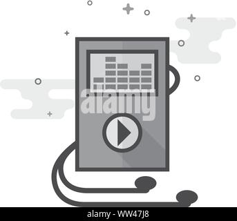 Music Player Symbol in flachen Umrissen Graustufen Stil. Vector Illustration. Stock Vektor
